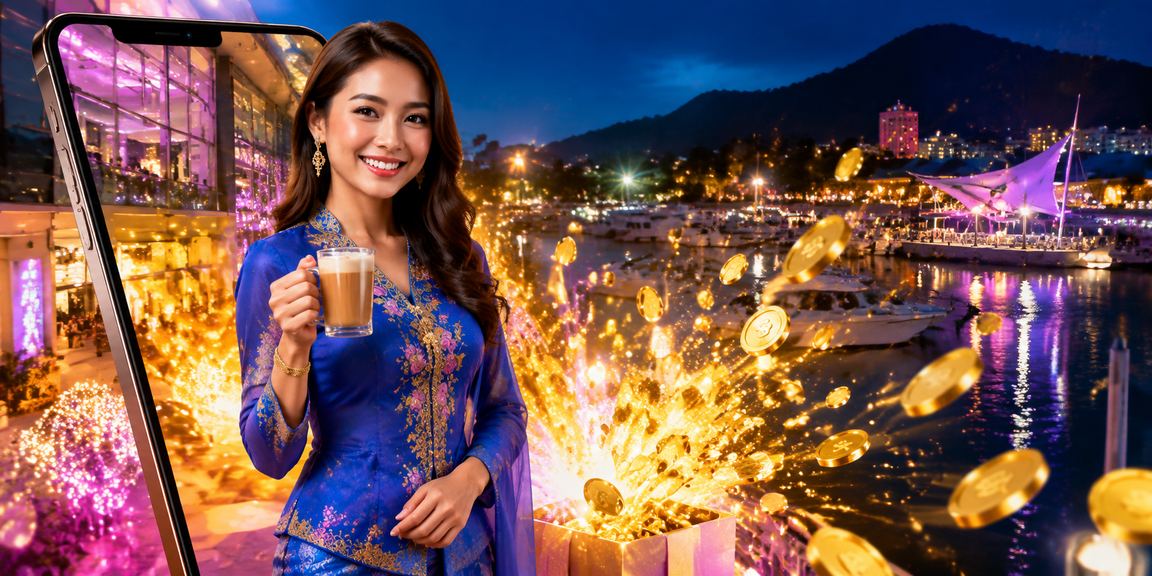Pengguna berbaju kurung menggunakan kasino mudah alih di Langkawi